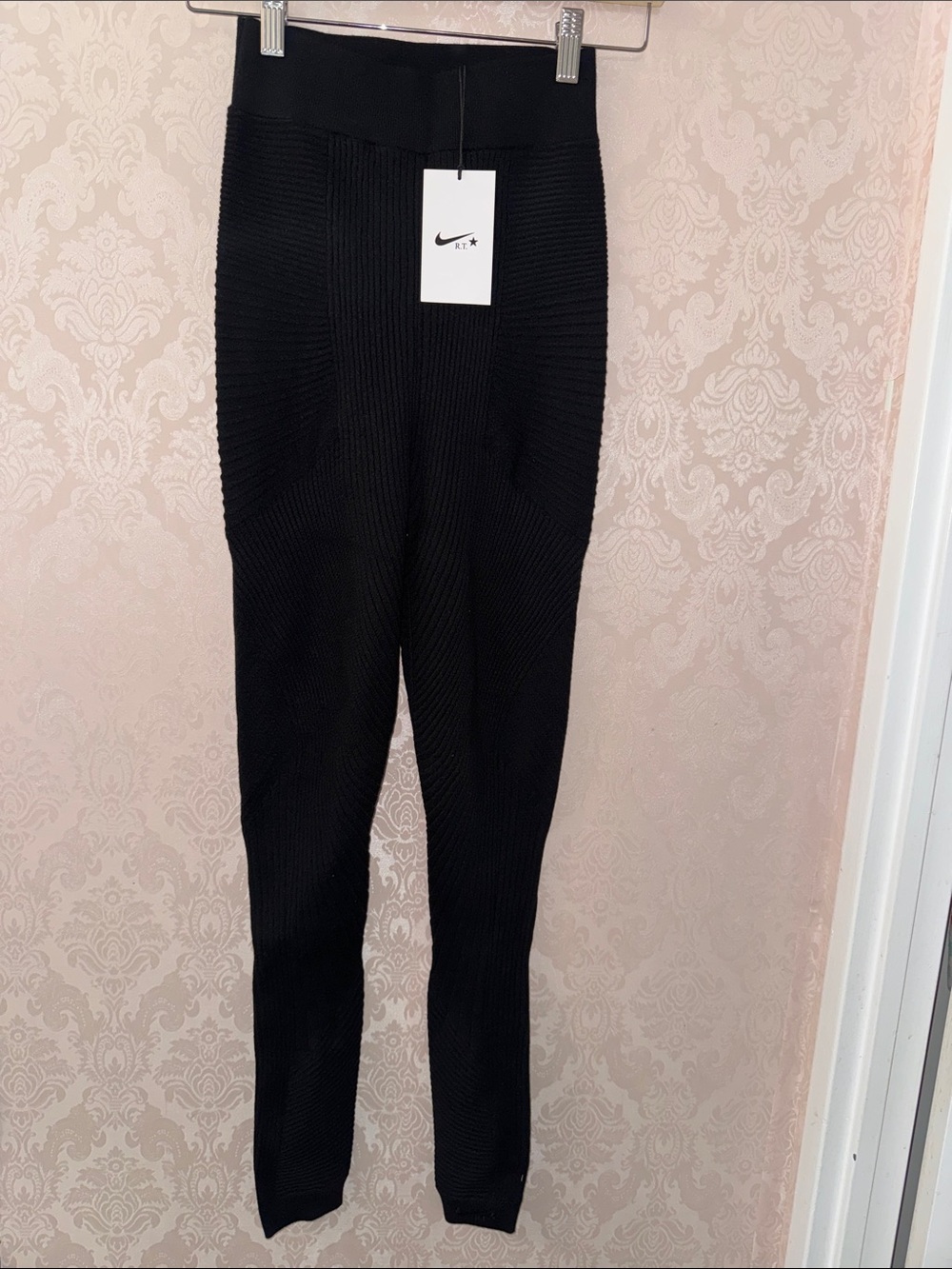 Nike Black Ribbed High-Waist Leggings by Riccardo Tisci